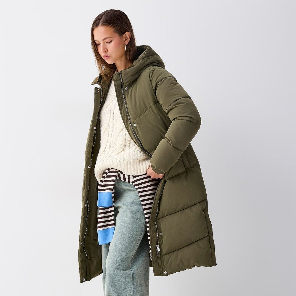 Olive Green Long Cut Puffer Winter Jacket NEW WITH TAG (65% Off Retail Price)
